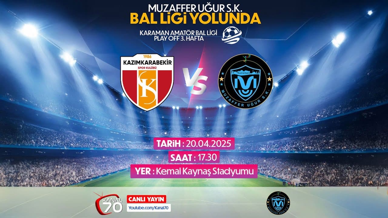 CANLI YAYIN - Kazım  Karabekir Spor - Muzaffer Uğur S.K. Karşılaşması