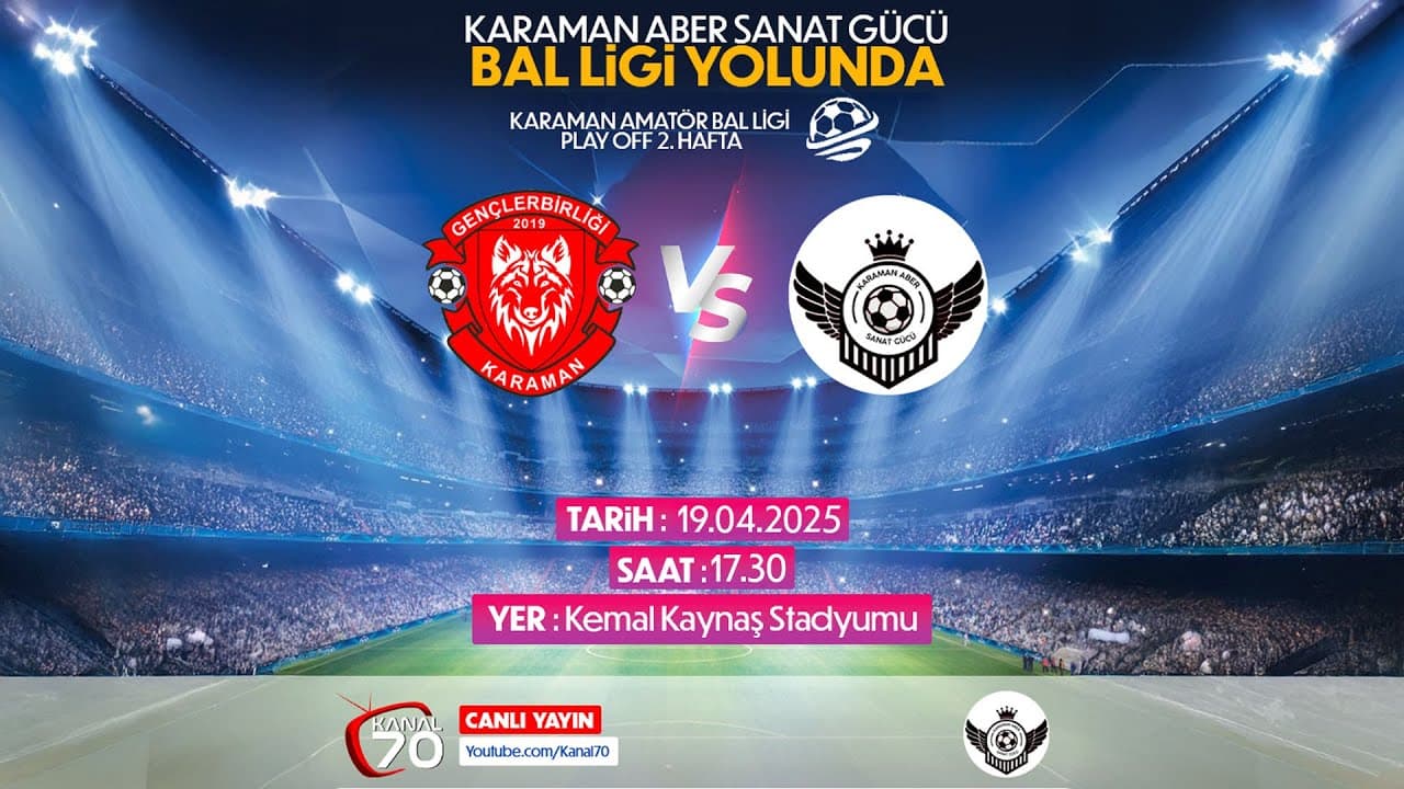 CANLI YAYIN - Karaman Gençler Briliği - Aber Sanat Gücü Spor Karşılaşması