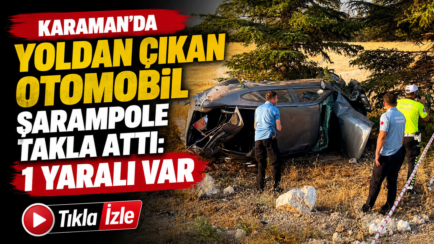 Karaman’da yoldan çıkan otomobil şarampole takla attı: 1 yaralı 